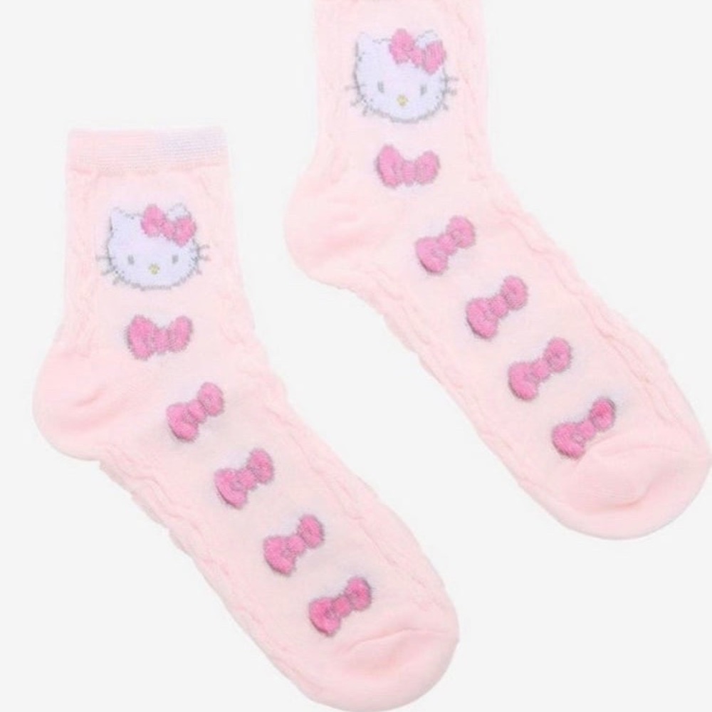 Hello Kitty Pink Bow Textured Ankle Socks